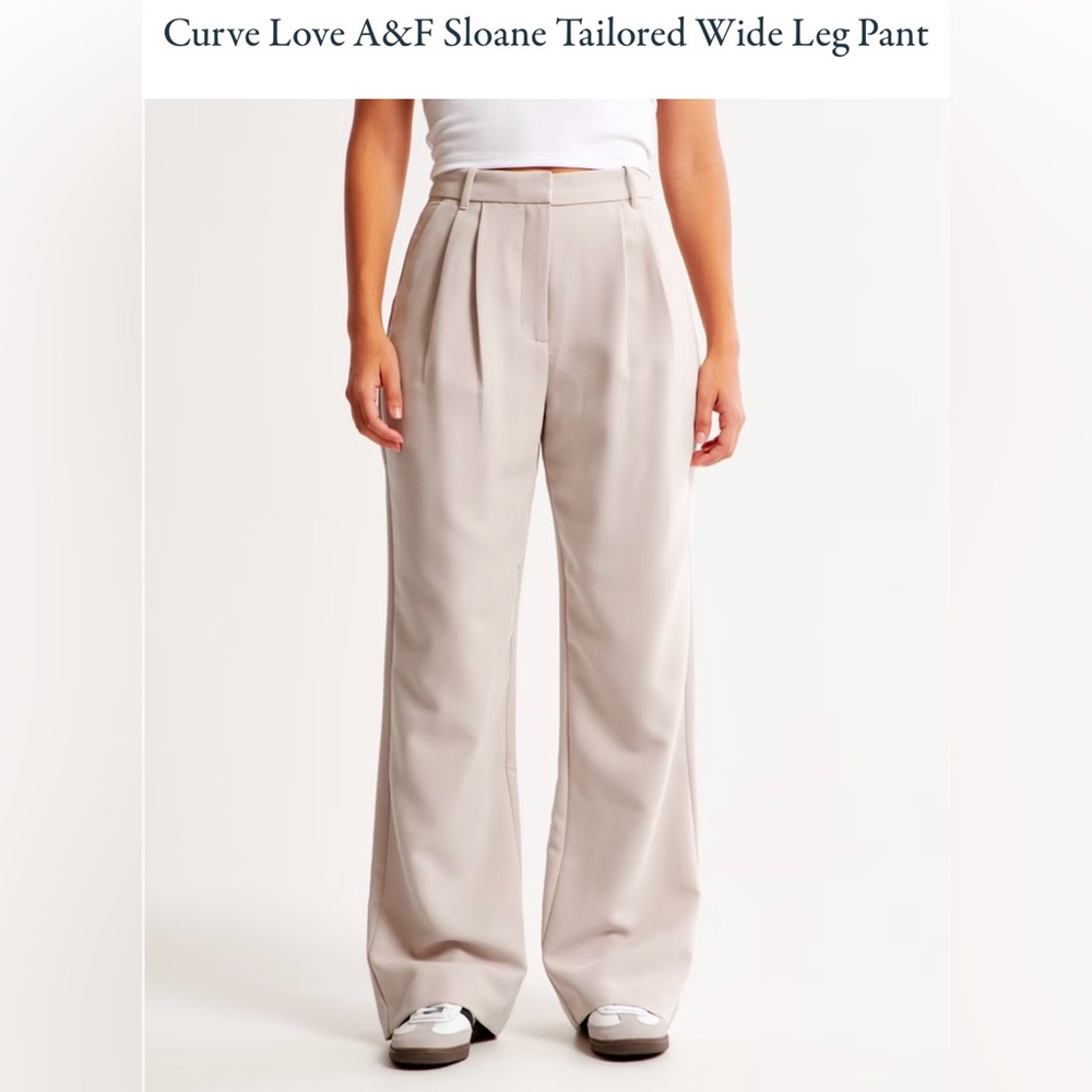 Abercrombie & Fitch Curve Love A&F Sloane Tailored Wide Leg Pant, 28/6R, Taupe